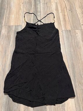 Zara Black Slip Dress with Gold Chain Straps